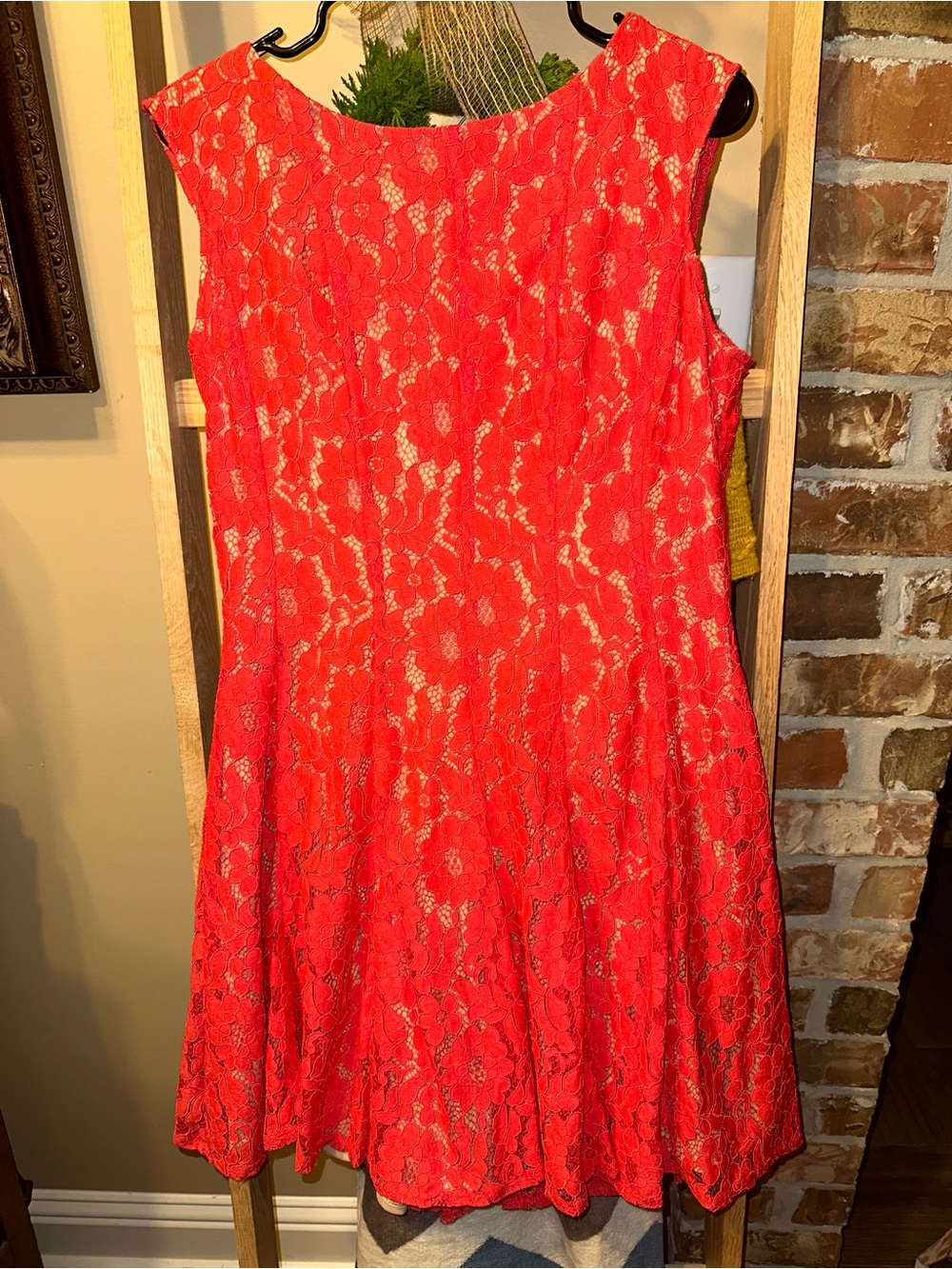 Gabby Skye Coral Lace Fit & Flare Dress